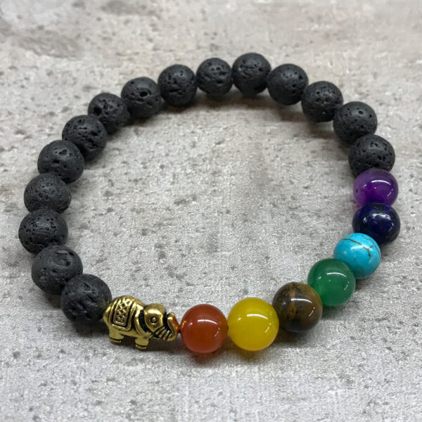 Second image of Pulsera de Piedra de Lava - Elefante - Chakra
