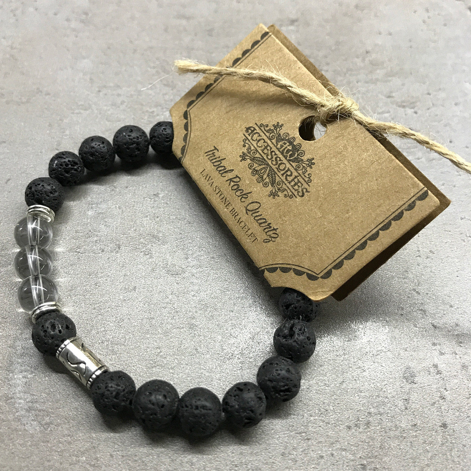 Second image of Pulsera de Piedra de Lava - Tribal - Cuarzo de Roca