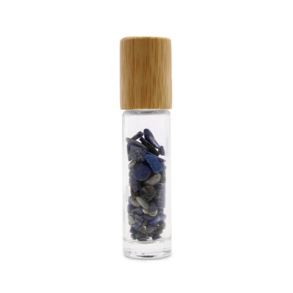 Second image of Botella de rodillo de aceite esencial de piedras preciosas - Sodalita - Tapa de madera