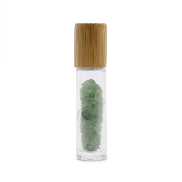 Second image of Botella de rodillo de aceite esencial de piedras preciosas - Aventurina - Tapa de madera
