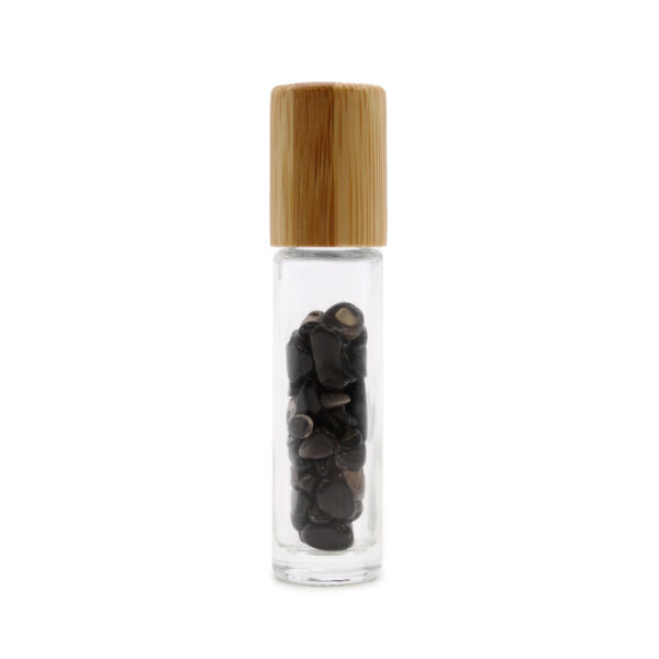 Second image of Botella de rodillo de aceite esencial de piedras preciosas - Turmalina negra - Tapa de madera