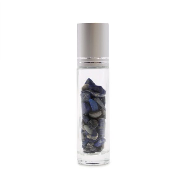 Second image of Botella de rodillo de aceite esencial de piedras preciosas - Sodalita - Tapa plateada