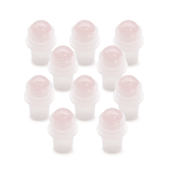 Second image of Punta de rodillo de piedras preciosas para botella de 5 ml - Cuarzo rosa