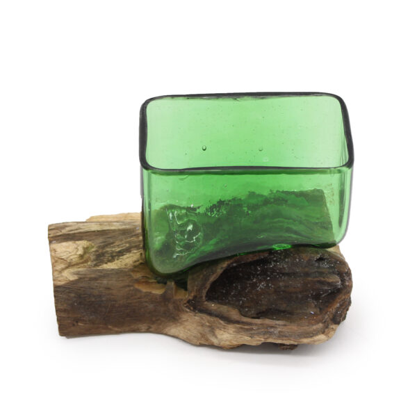 Second image of Botellas de cerveza recicladas - Cuenco Cuadrado en Madera