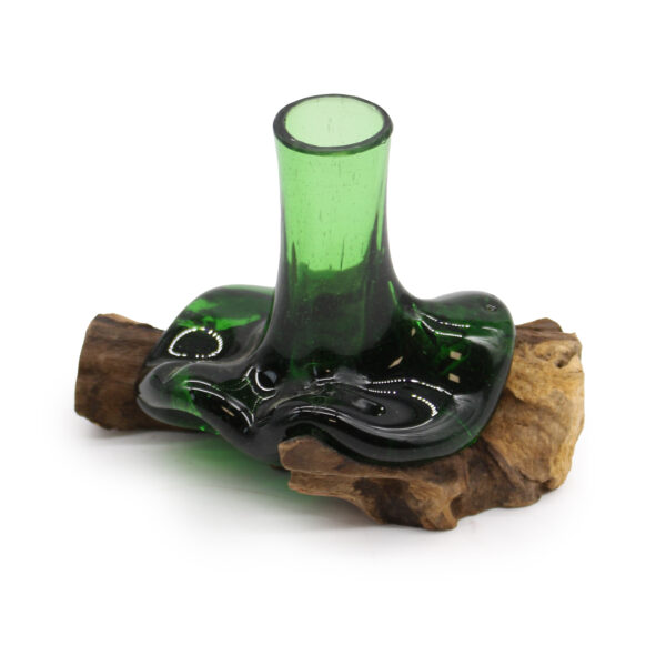 Second image of Botellas de cerveza recicladas -Mini vase de flor en madera