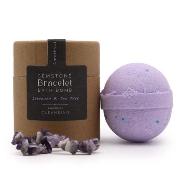 Second image of Bomba de baño con pulsera de gemas de amatista