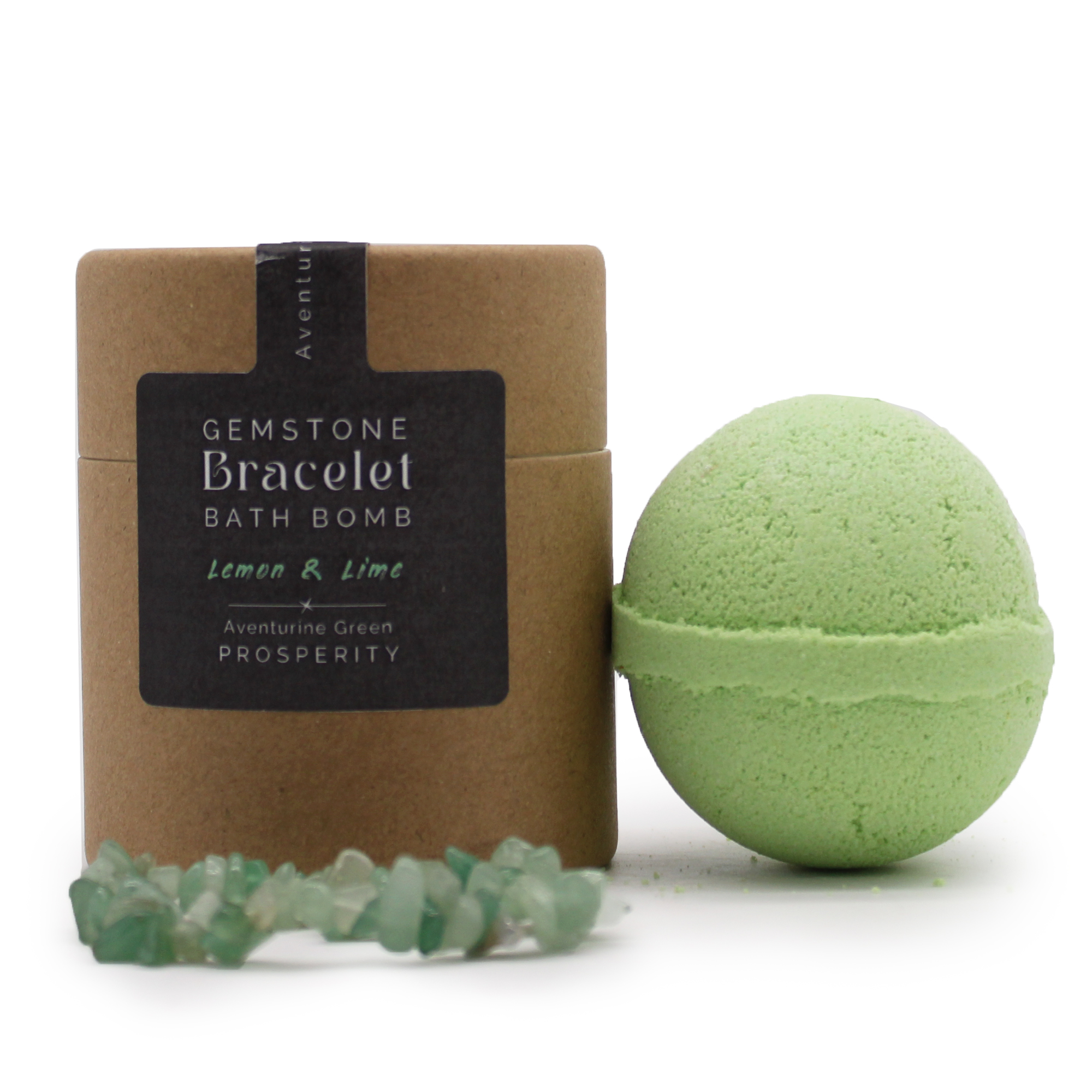 Second image of Bomba de baño con pulsera de gemas de aventurina verde