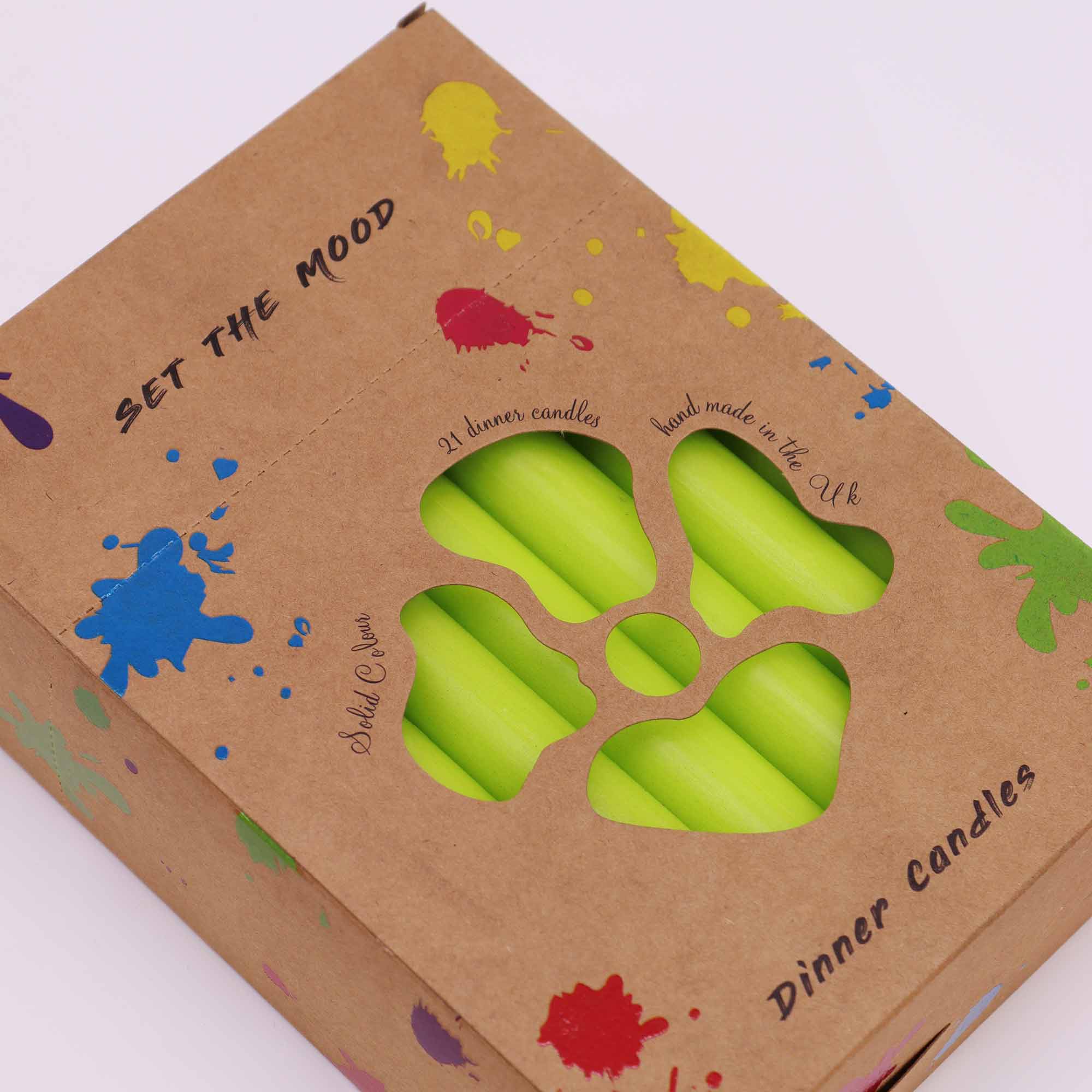 Second image of Juego de Velas de Mesa de Color Sólido - Pack de 21 - Verde Lima Rústico
