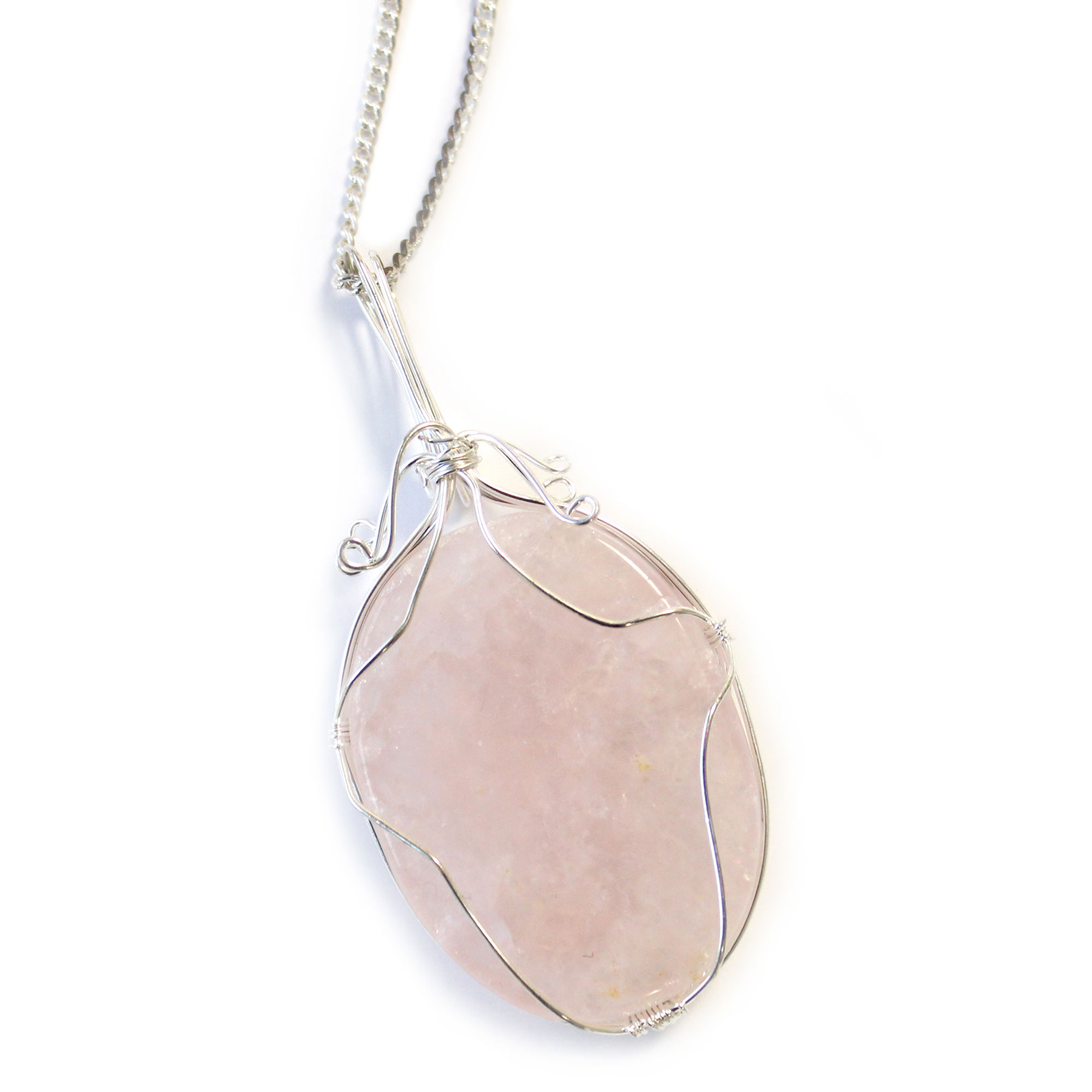 Second image of Collar de Piedras Preciosas Envueltas en Cascada - Cuarzo Rosa en bruto