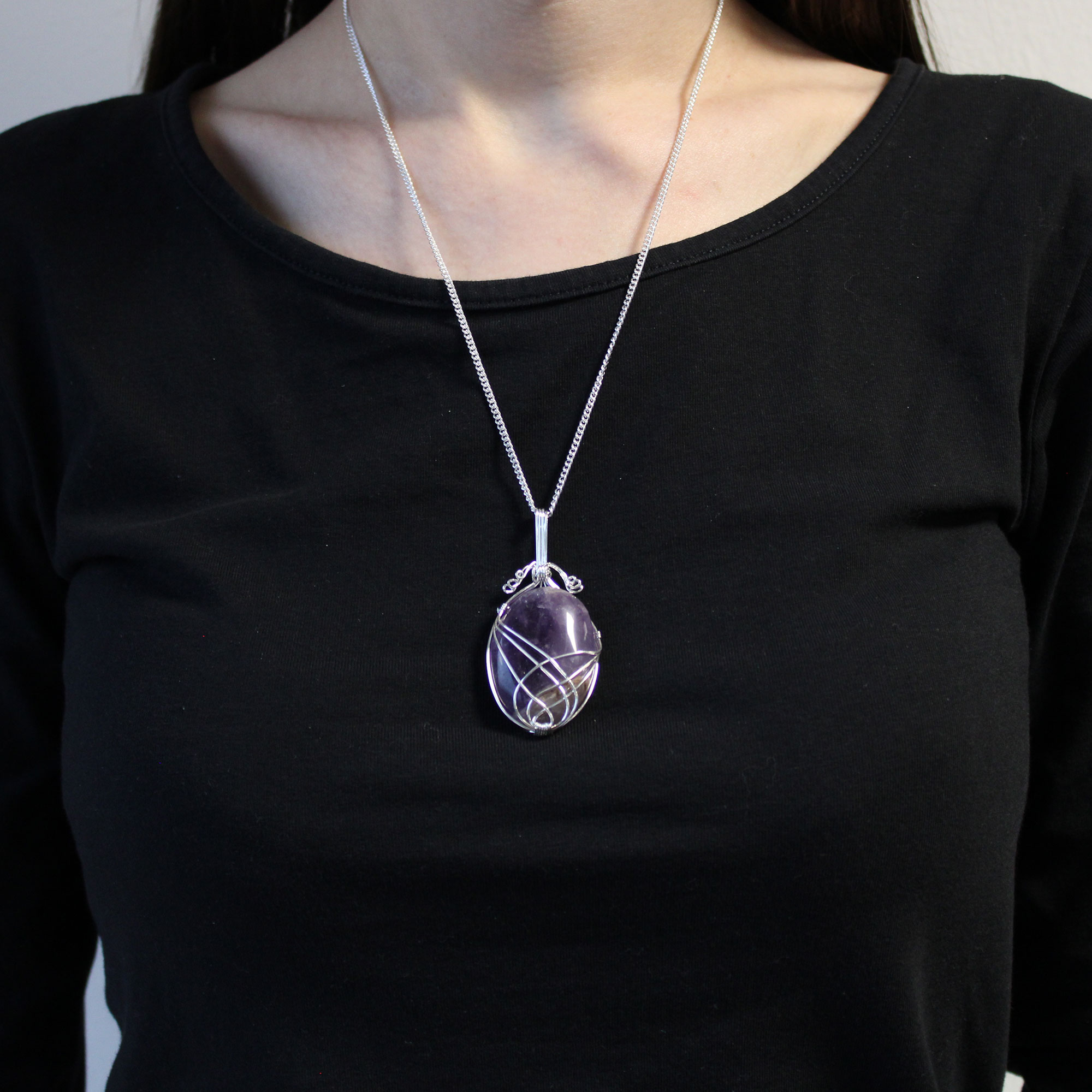 Second image of Collar de gemas envueltas en espiral - Ametista
