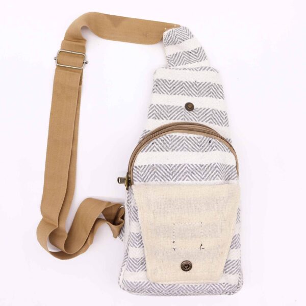 Second image of Bolso Bandolera de Algodon Natural - Gris y Blanco
