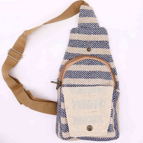 Second image of Bolso Bandolera de Algodon Natural - Marron Claro y Azul Marino
