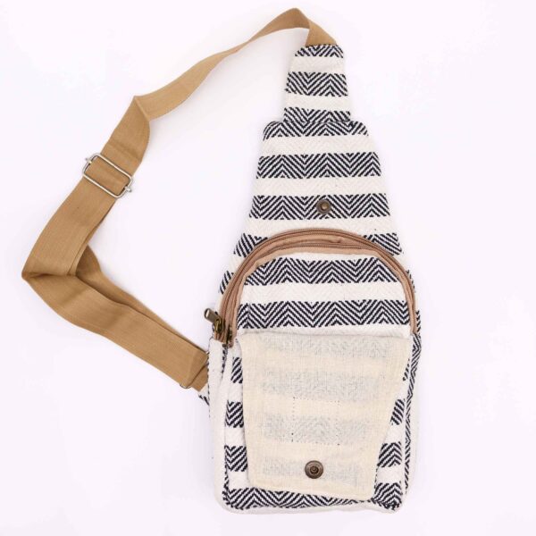 Second image of Bolso Bandolera de Algodon Natural - Blanco y Negro