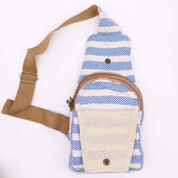 Second image of Bolso Bandolera de Algodon Natural - Azul y Blanco