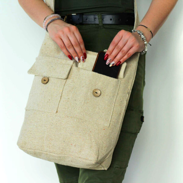 Second image of Bolso de Dos Bolsillos Tonos Naturales - Natural - Grande