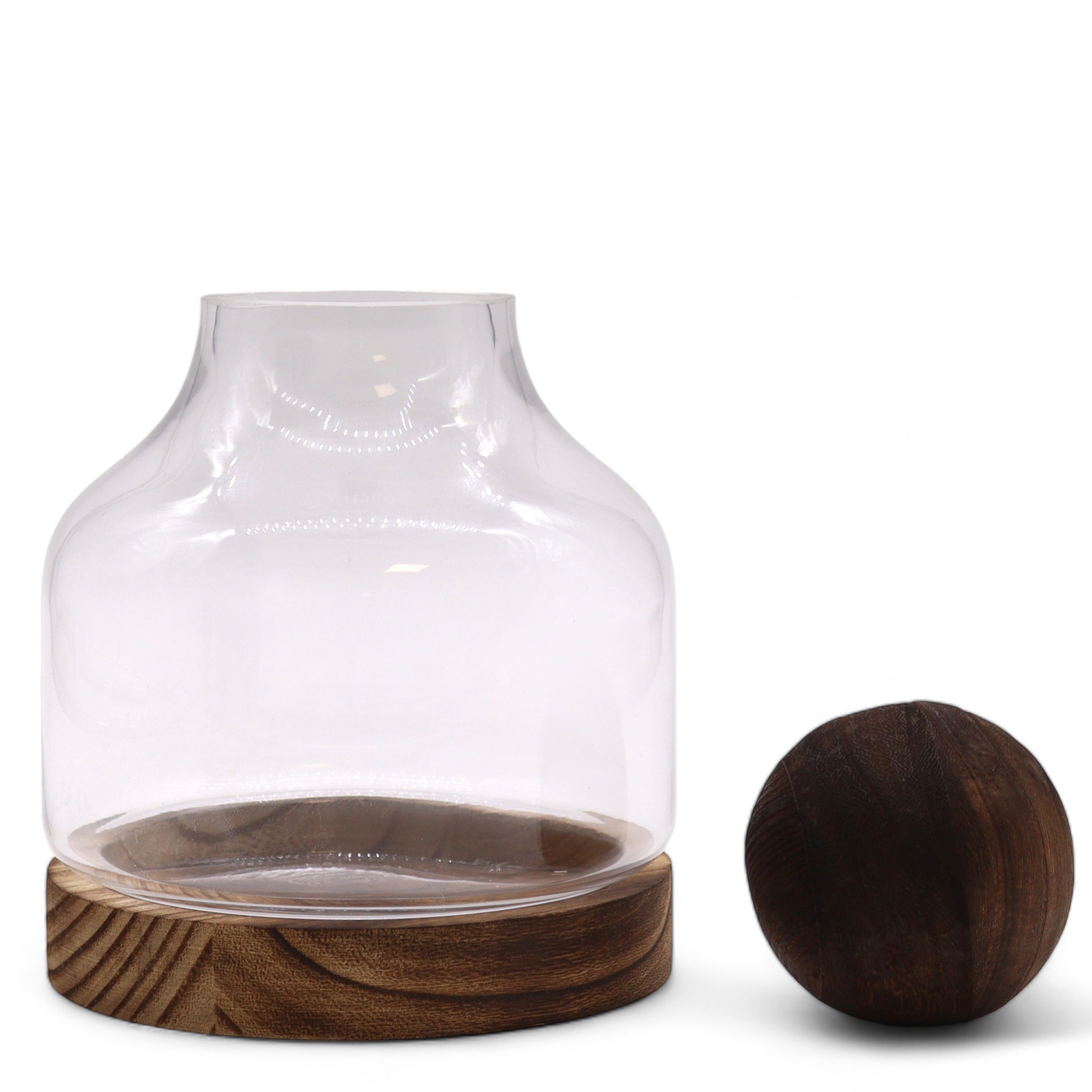 Second image of Terrario Mediano en Madera de Tung Oscura con Tapa de Bola - 17x22cm