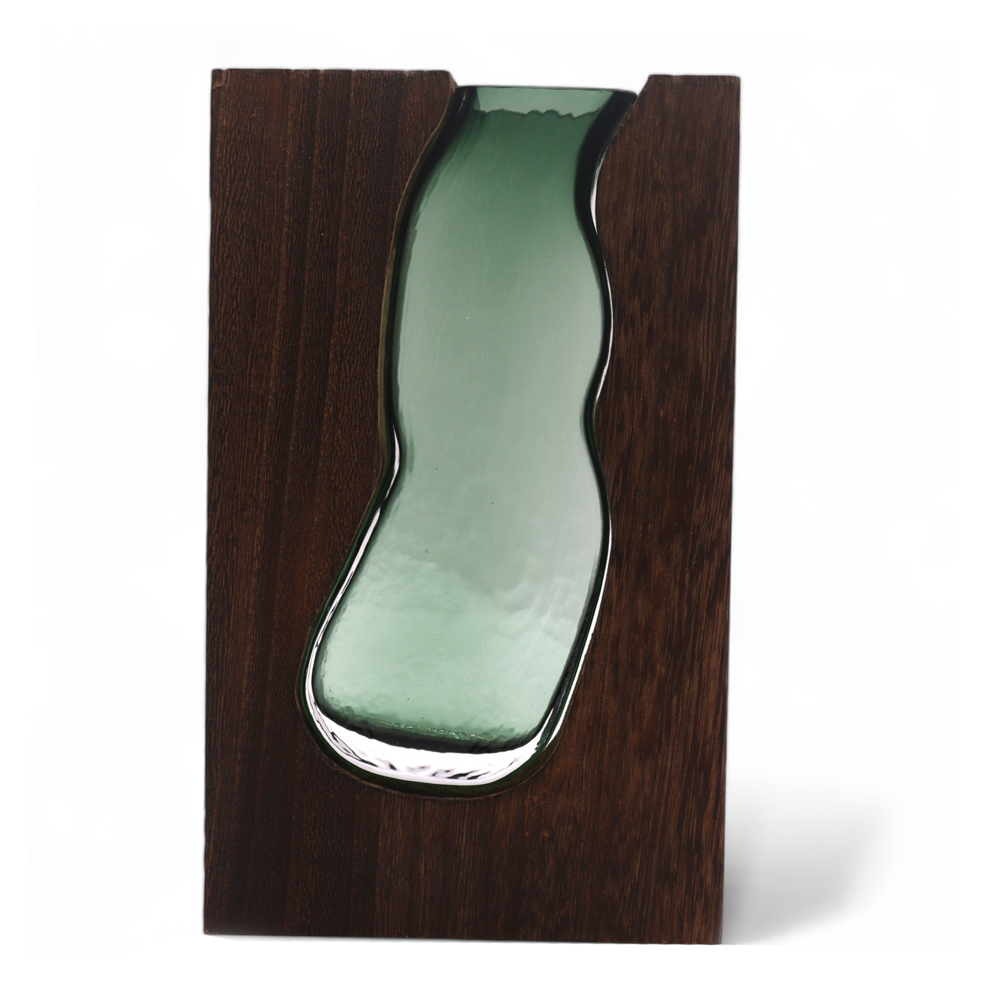 Second image of Jarron de Cristal / Terario en Madera de Tung Oscura - 14.5x5x23cm