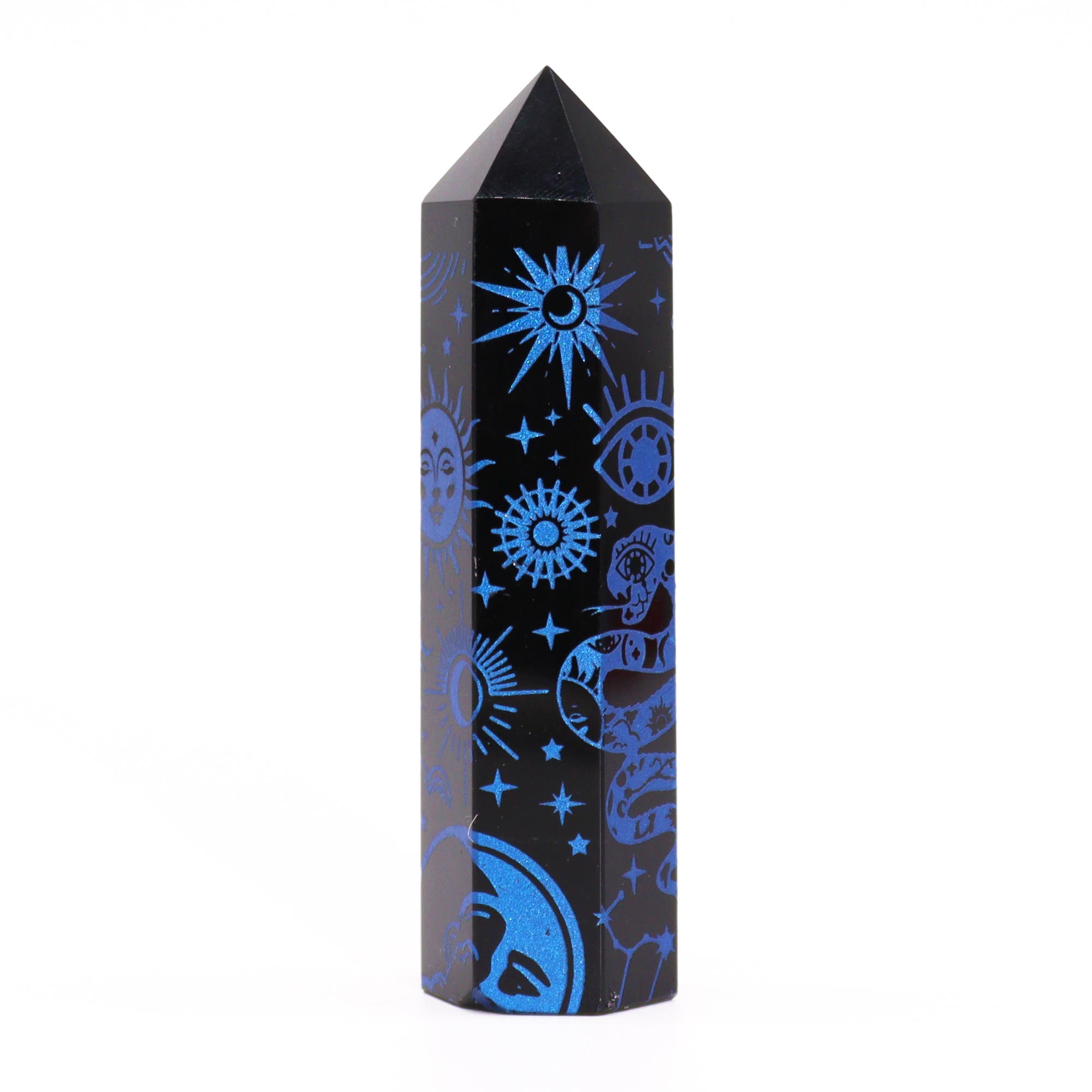 Second image of Puntas de Obsidiana Negra (aprox 60-70 gm 9cm) - Historia Mística - Azul Oscuro