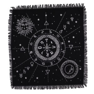 Mantel de altar esotérico con flecos - Carta Lunar y Solar