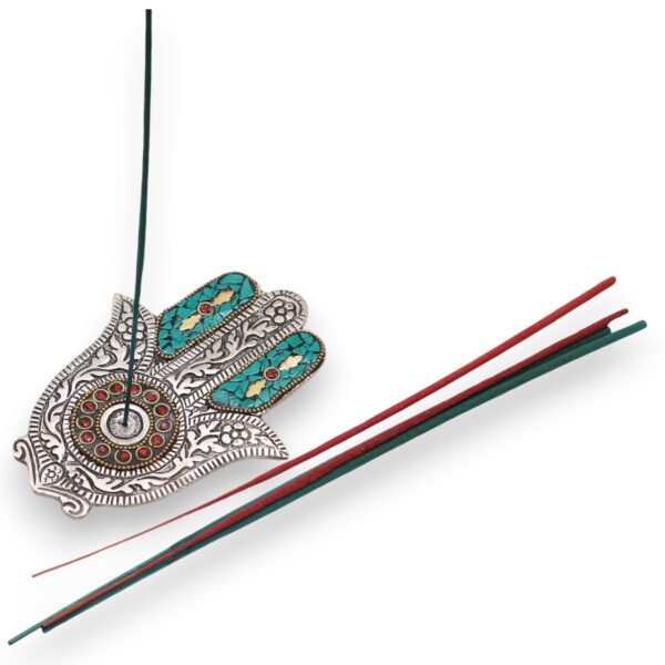 Second image of Porta-incienso Hamsa Verde Pequeño 13x5.5cm
