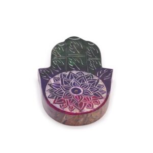Porta-incienso Hamsa de esteatita 9x6cm - Flor de Loto