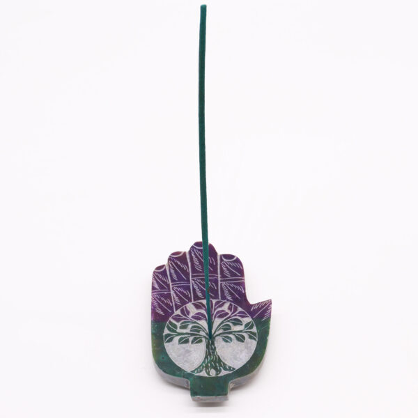 Second image of Porta-incienso Med Hamsa de Esteatita 13x9cm - Árbol de la Vida