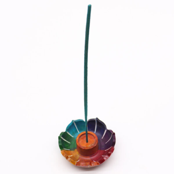 Second image of Porta-incienso Flor de Loto Pequeña de Esteatita 7.5x2.5cm - Colores de los Chakras