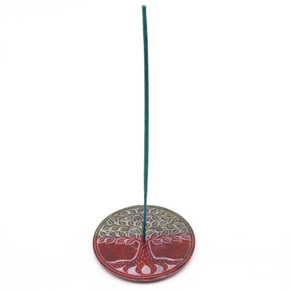 Second image of Porta-incienso Disco de Esteatita 10cm - Árbol de la Vida