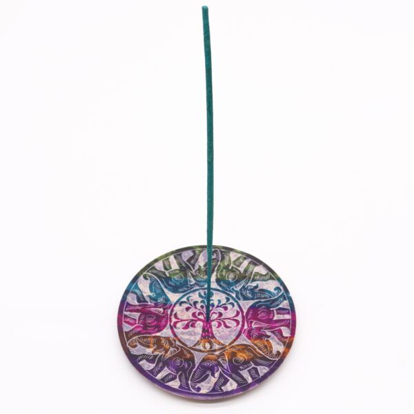 Second image of Porta-incienso Disco de Esteatita 12cm - 6 Elefantes de la Suerte