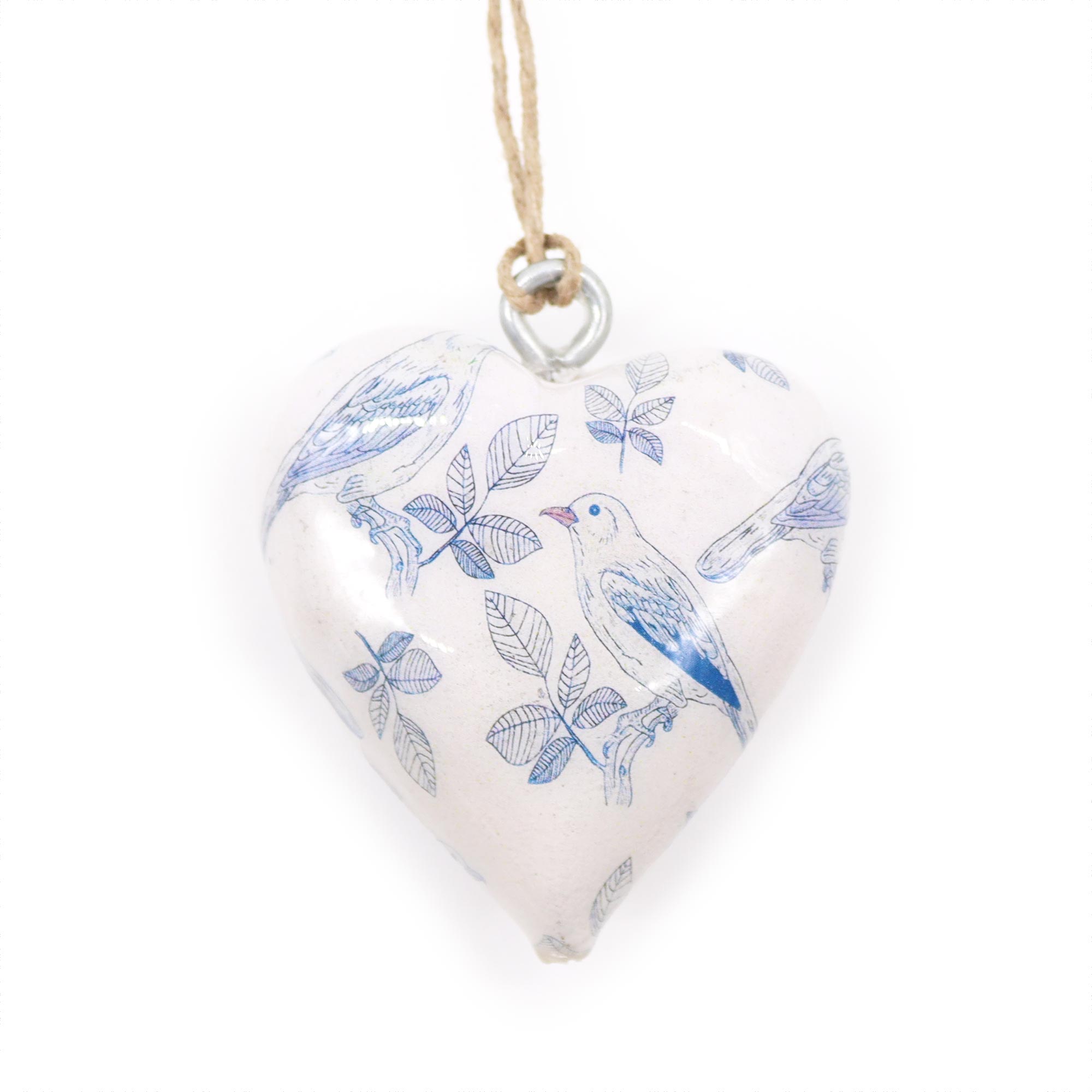 Second image of Corazon de madera decorativo Grande - Pájaros y flores