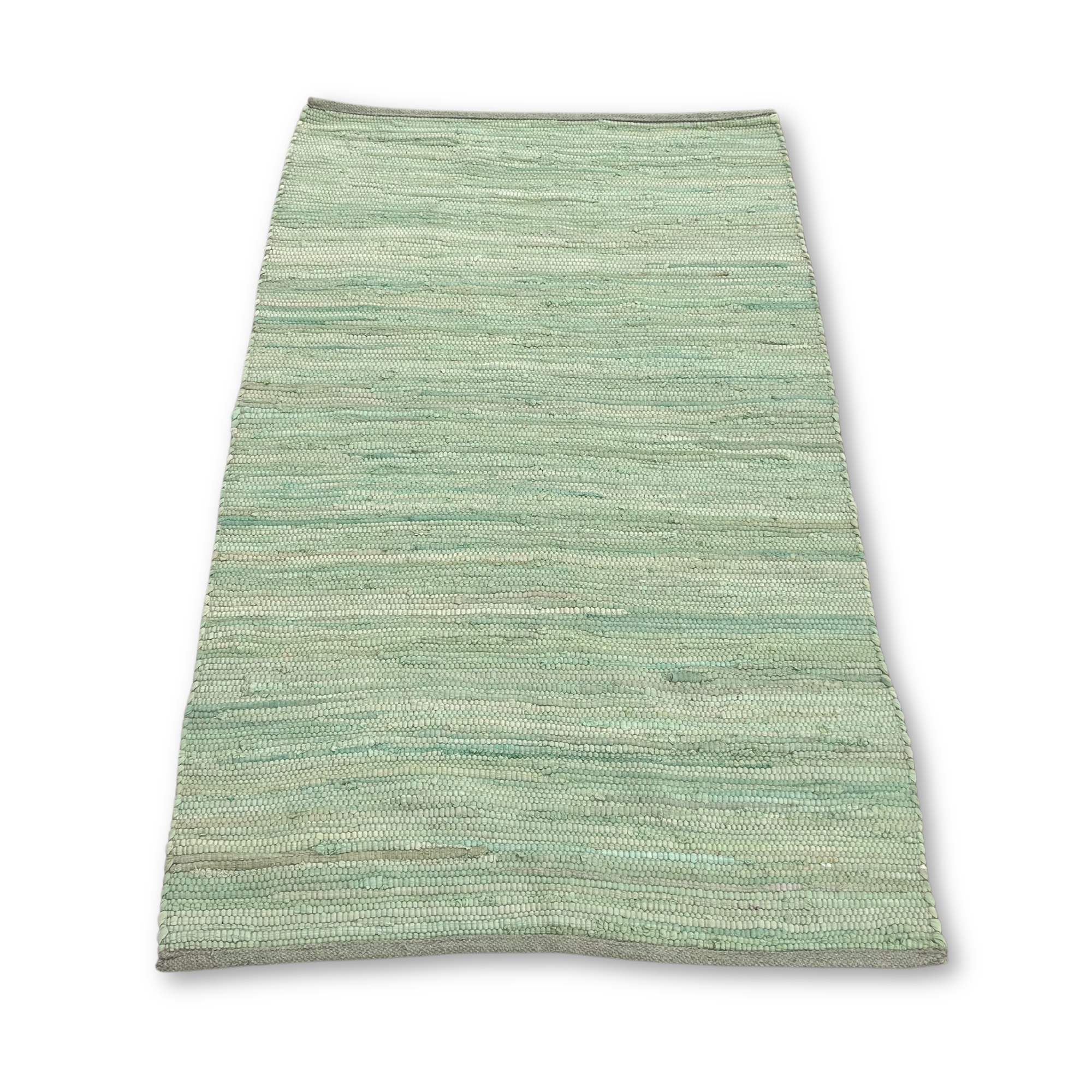 Second image of Alfombra india pequeña de algodón tejida a mano - 50x90cm - Verde