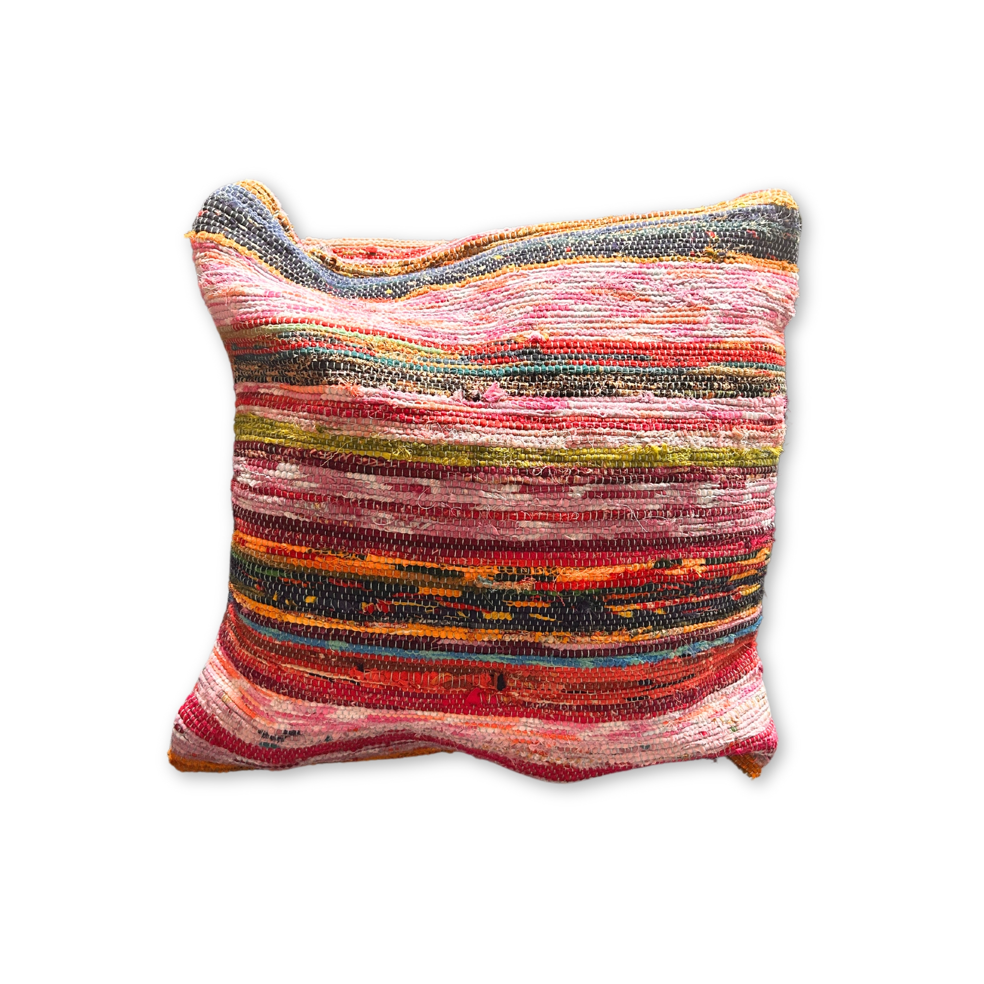 Second image of Funda para Cojín de Tapete Reciclado - 40x40cm - Azul y Rojos