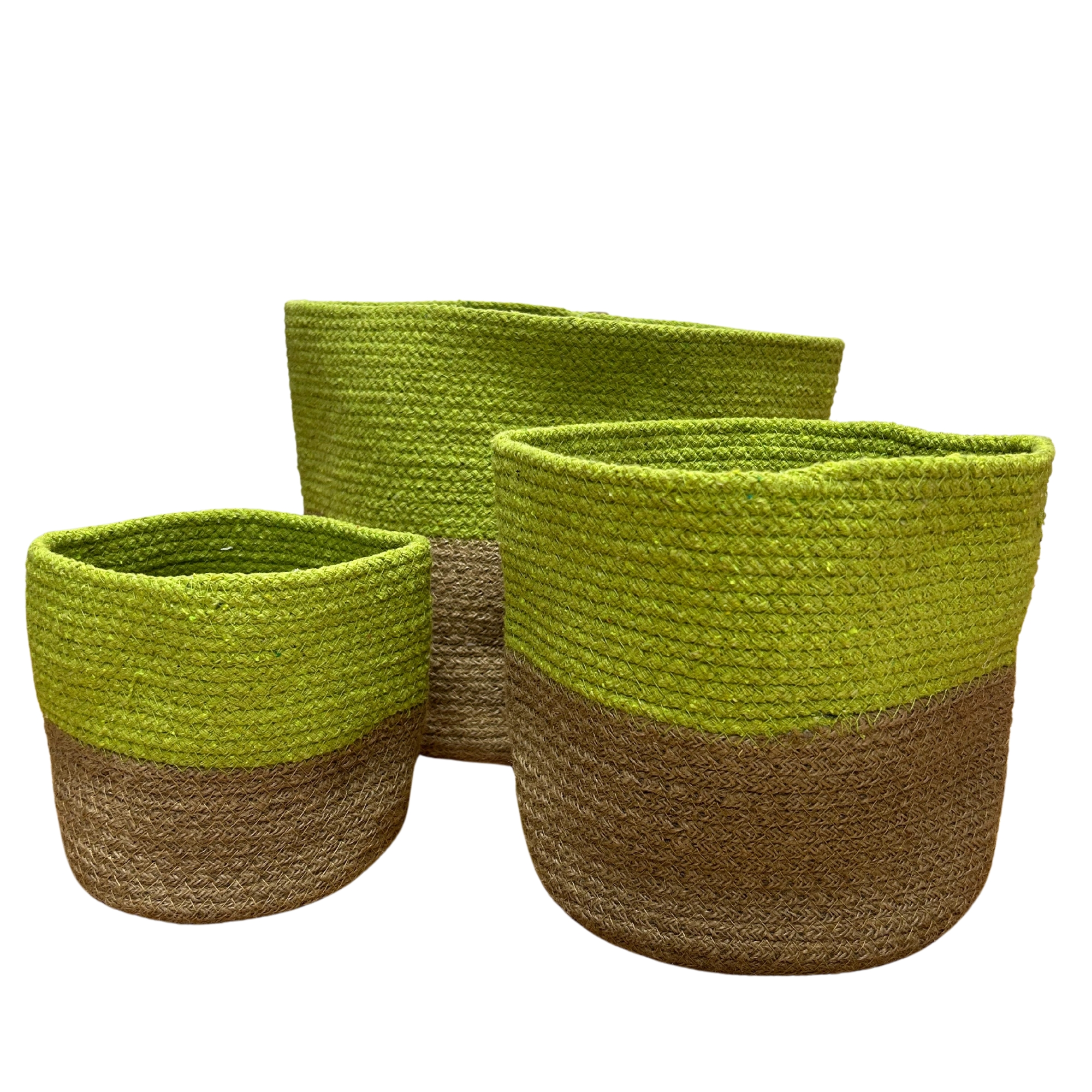 Second image of Set de 3 Cestas de Algodón y Yute - Pistacho