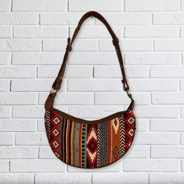 Second image of Bolso Hobo de Jacquard - Tonos Marrones Intensos (correa marrón)