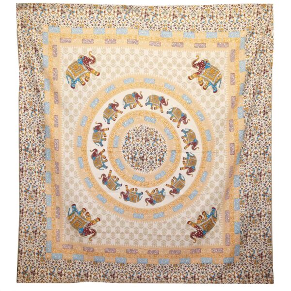 Tapiz / Colgante - Mandala Elefante - Marrón/Naranja sobre Crema