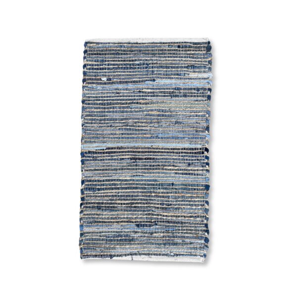 Second image of Alfombra pequeña de yute de algodón reciclado - 50x90cm - Azul