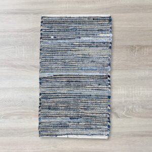 Alfombra pequeña de yute de algodón reciclado - 50x90cm - Azul