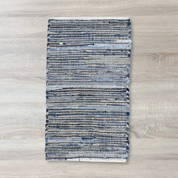 Alfombra pequeña de yute de algodón reciclado - 50x90cm - Azul