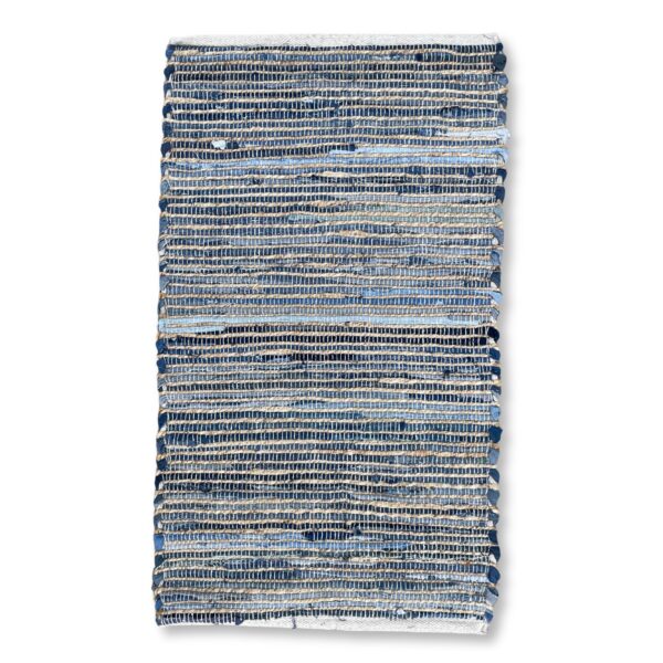 Second image of Alfombra mediana de yute de algodón reciclado - 90x150cm - Azul