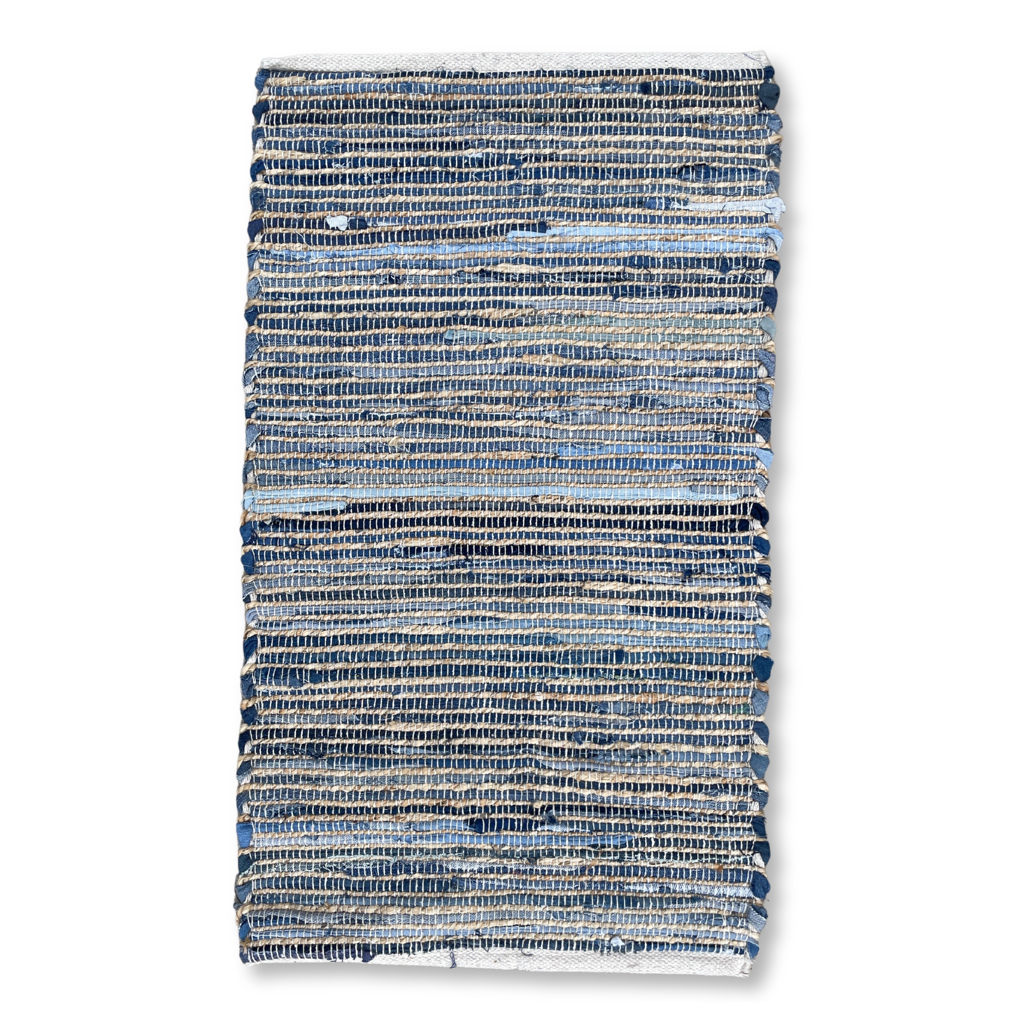 Second image of Alfombra mediana de yute de algodón reciclado - 90x150cm - Azul