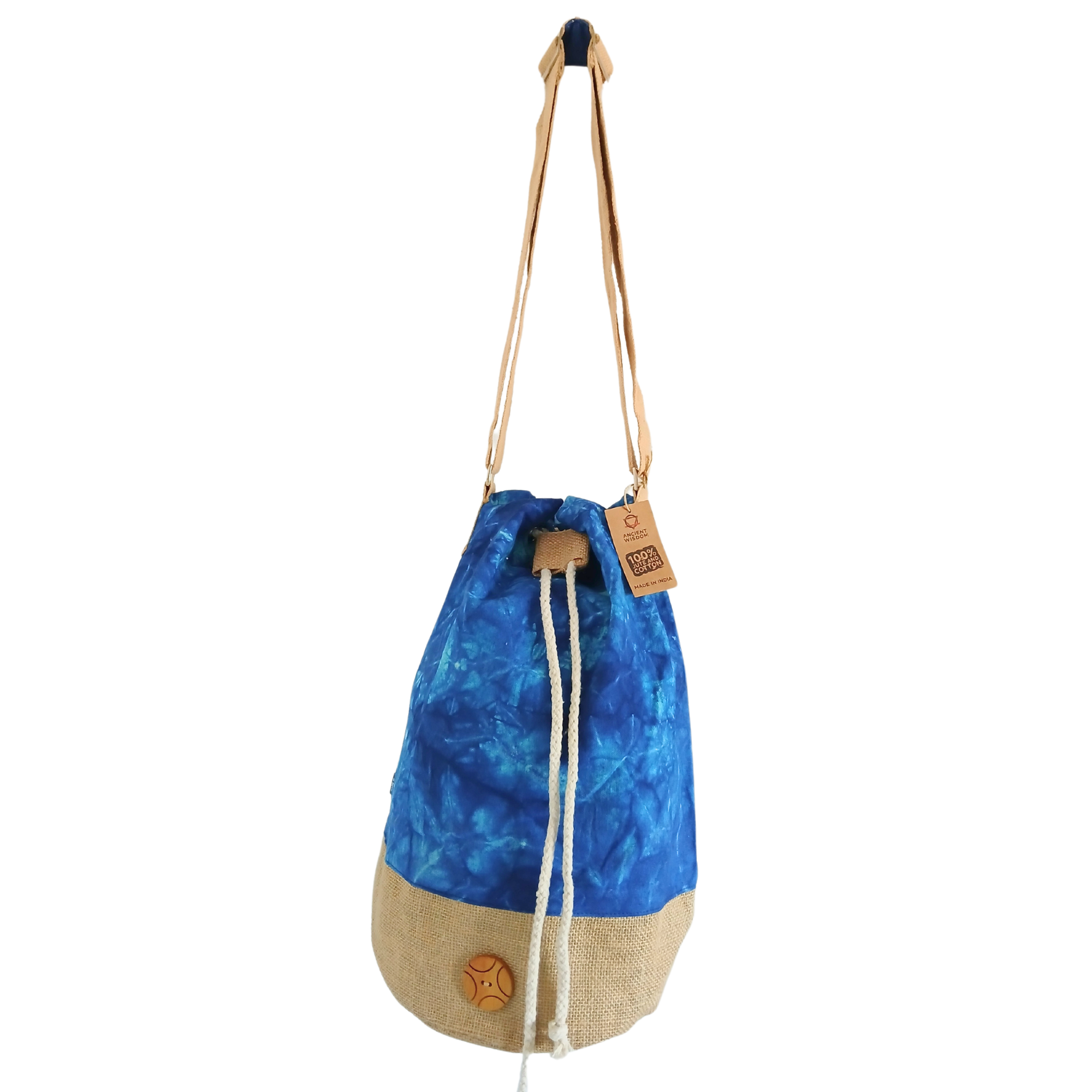Second image of Mochila 100% Natural - Efecto Lavado Azul - Mandala