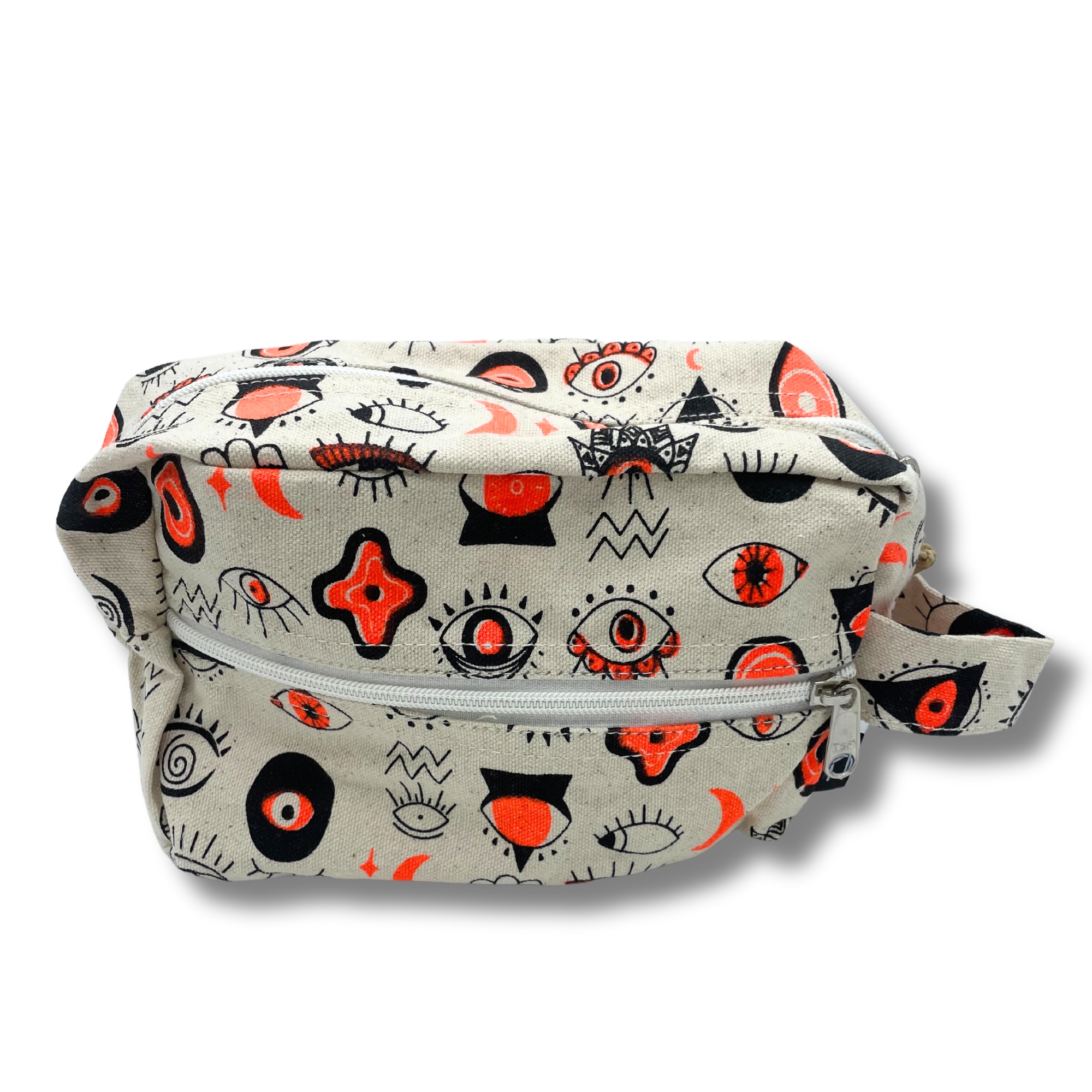 Second image of Bolsa de Aseo Pequeña de Lona de Algodón con Estampado de Ojos Múltiples