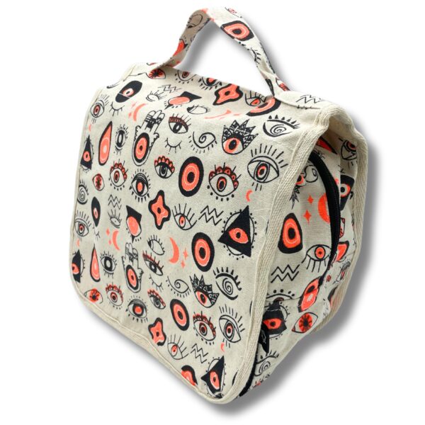 Second image of Bolsa de Aseo Grande de Lona de Algodón con Estampado de Ojos Múltiples