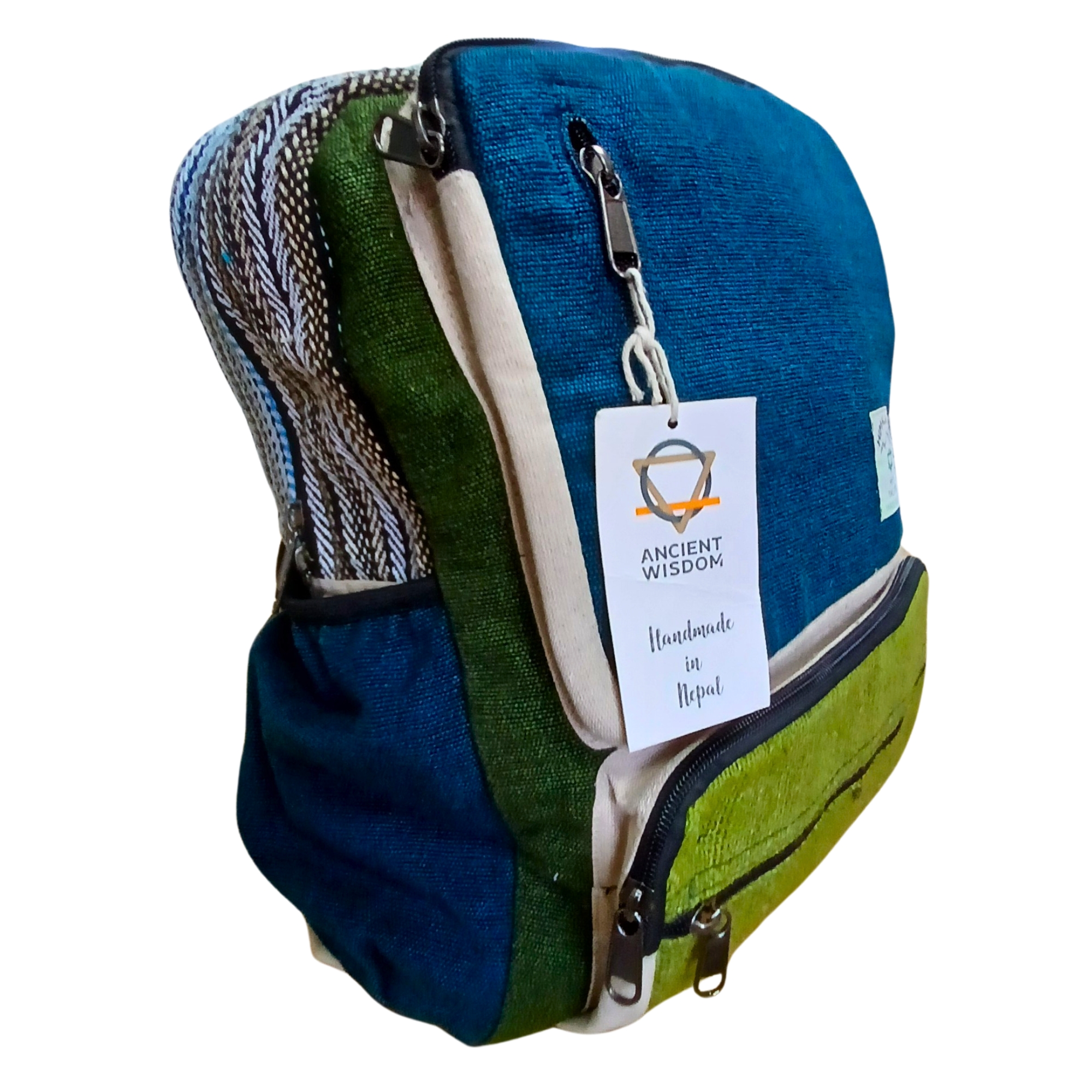 Second image of Mochila grande de cáñamo - Teal & Sage