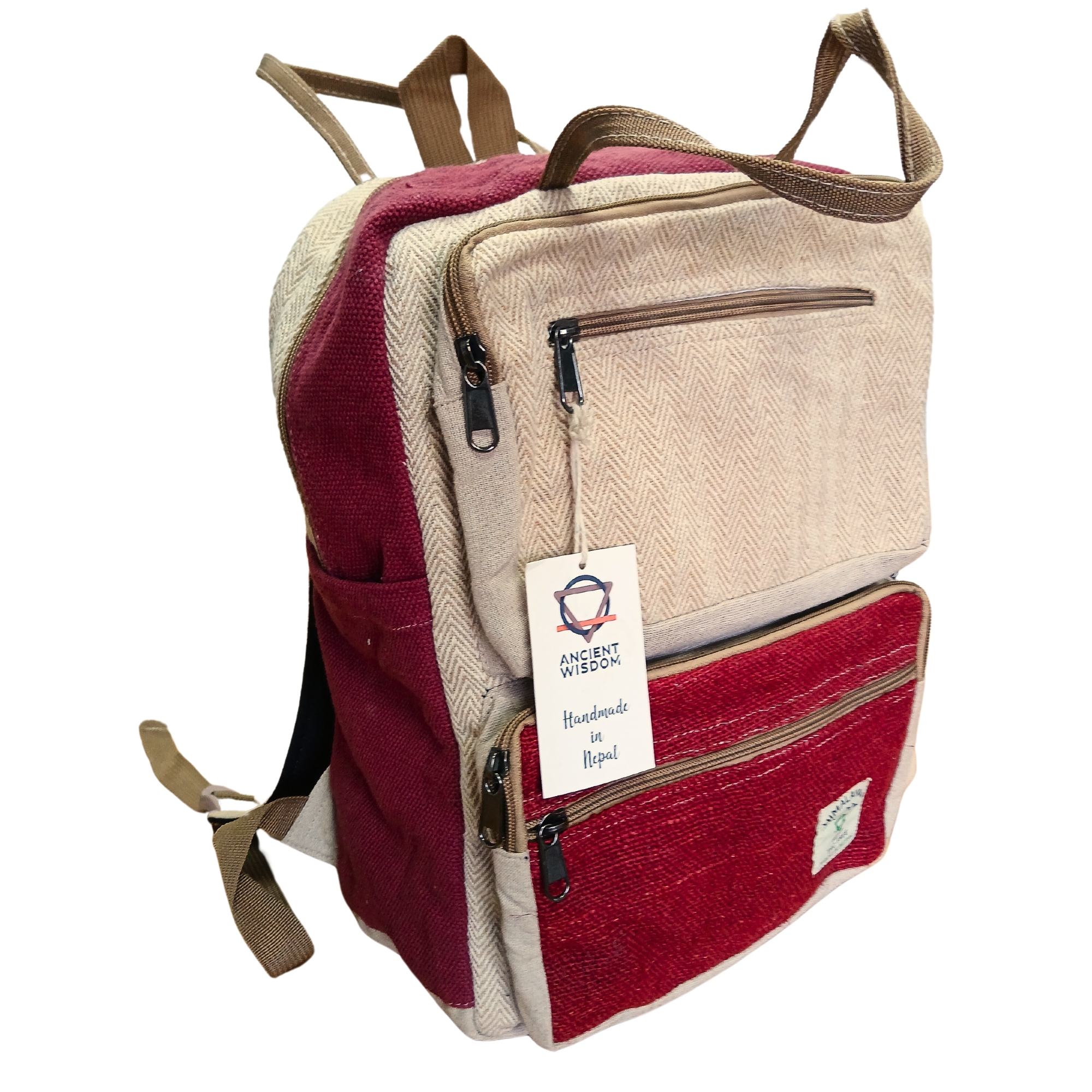 Second image of Mochila grande de cáñamo - Vino y crema