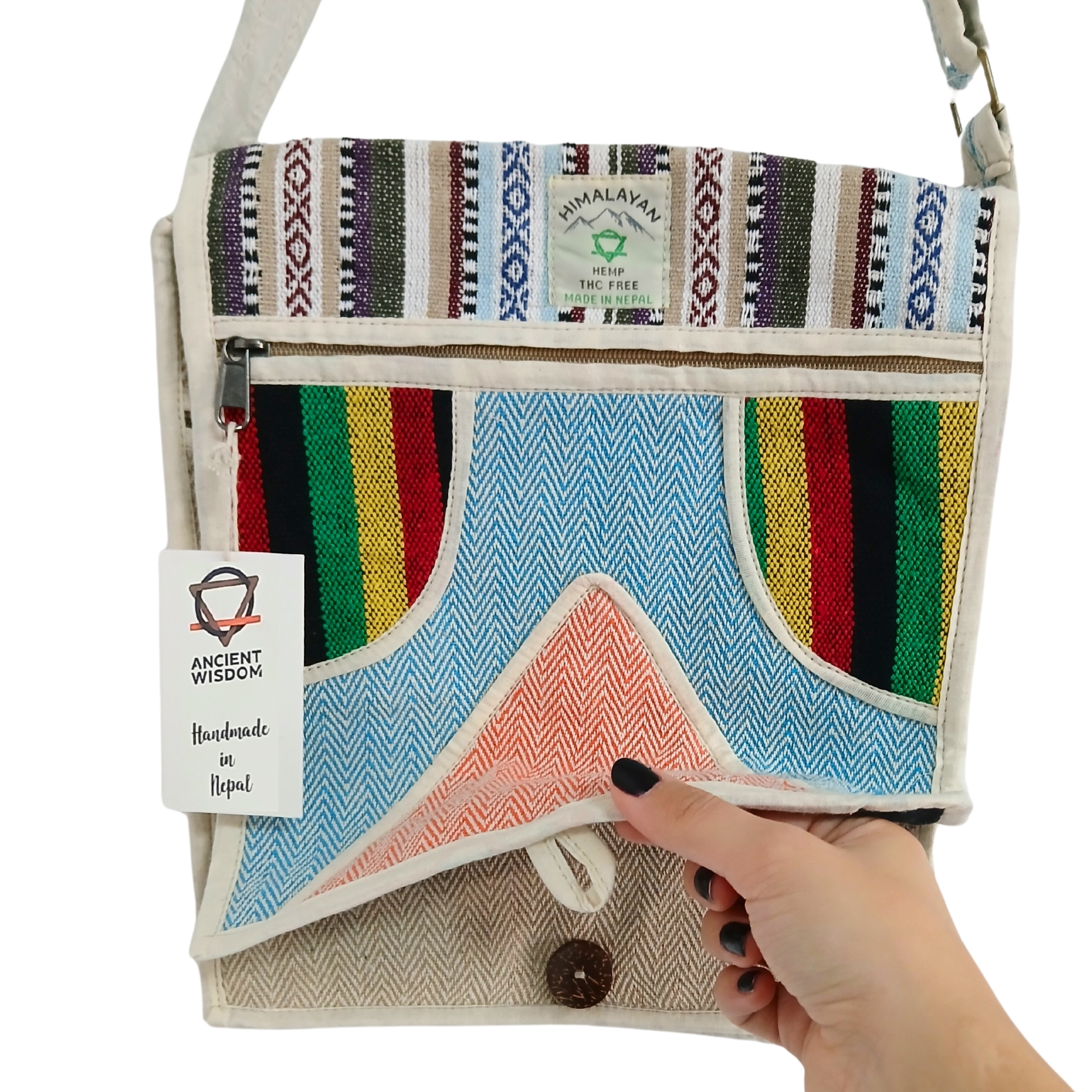 Second image of Bolso Mensajero de Cáñamo para Laptop - Triángulo