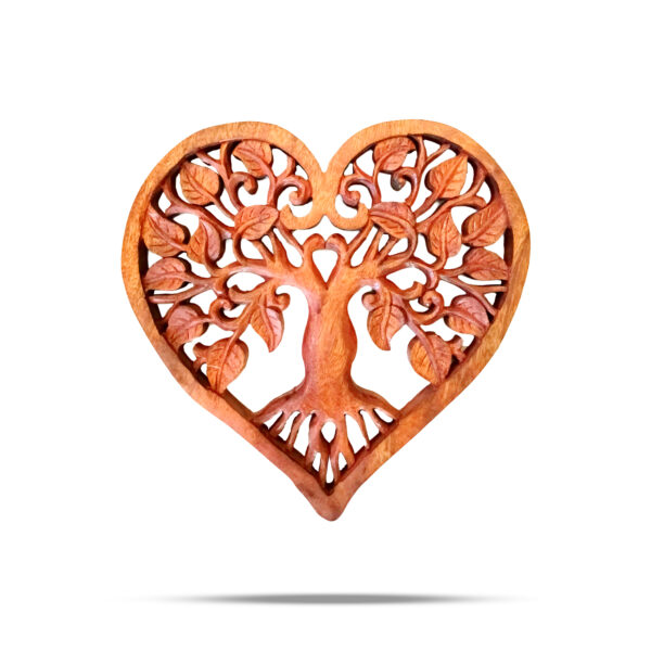 Panel Decorativo de Madera en Forma de Corazón con Árbol de la Vida 30cm