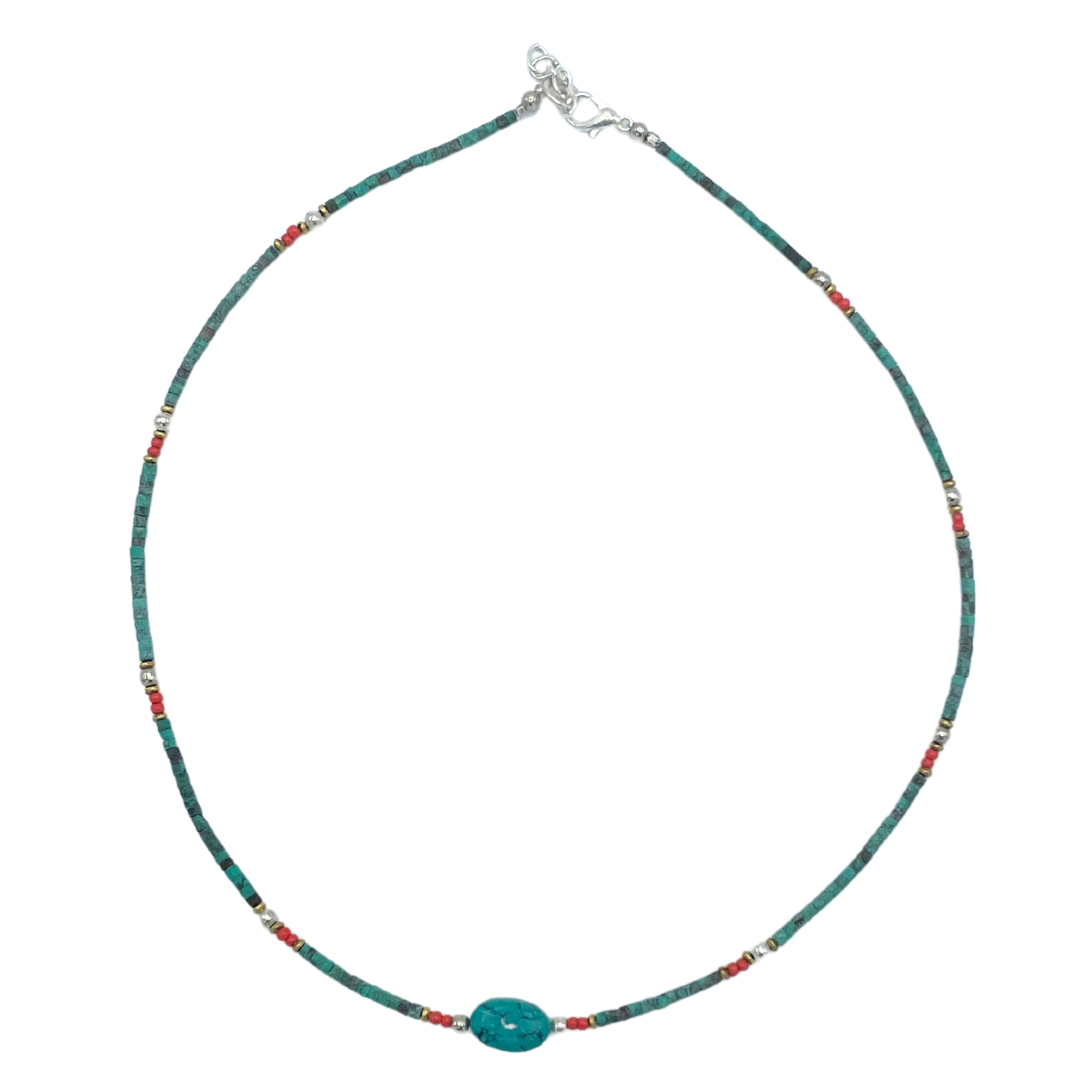 Second image of Collar nepalí de gemas extrafinas - Turquesa y piedra