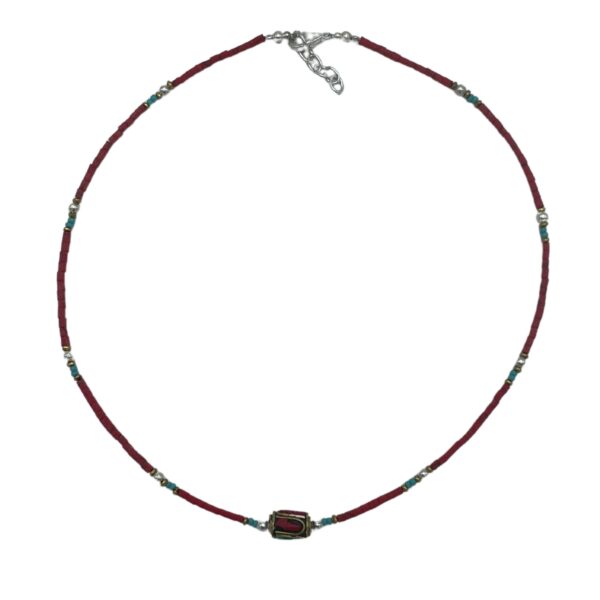 Second image of Collar nepalí de gemas extrafinas - Coral Tribal Bead