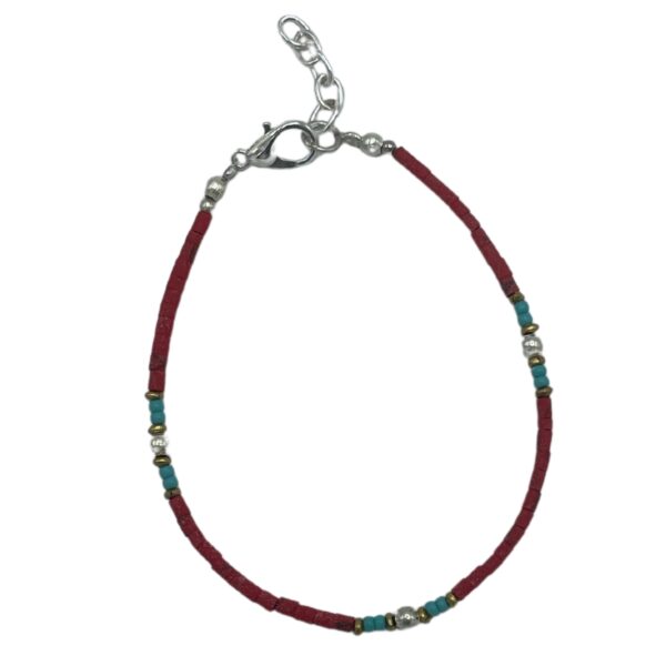 Second image of Pulsera nepalí de gemas extrafinas - Coral Tribal Bead